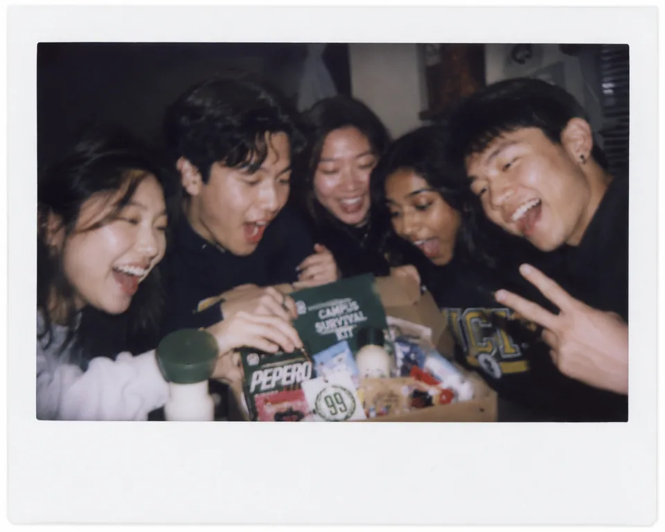 Friends sharing Asian snacks together